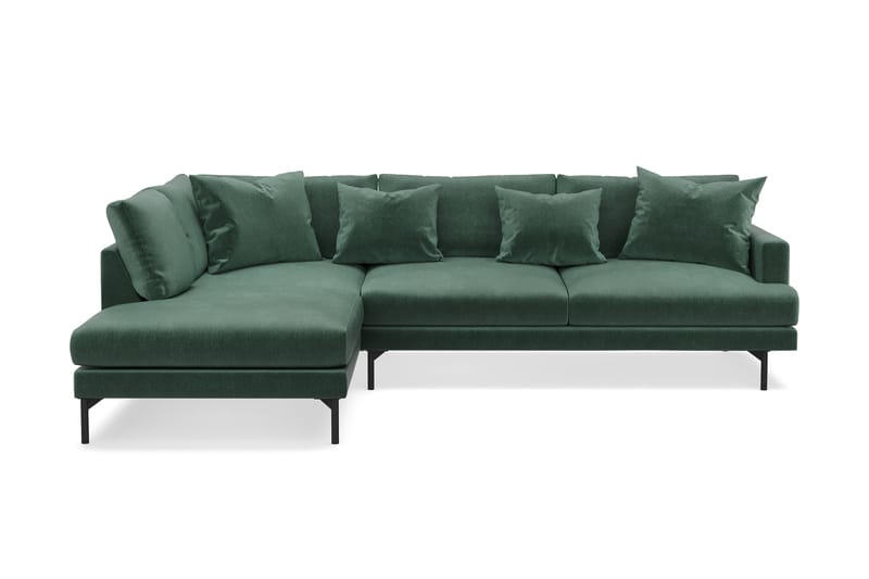Menard 4-sits Vänstervänd L-formad Djup Schäslongsoffa i Sammet - Mörkgrön - Möbler - Soffa - Divansoffor & schäslongsoffa