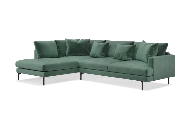 Menard 4-sits Vänstervänd L-formad Djup Schäslongsoffa i Sammet - Mörkgrön - Möbler - Soffa - Divansoffor & schäslongsoffa