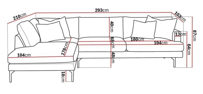 Menard 4-sits Vänstervänd L-formad Djup Schäslongsoffa i Tyg - Beige - Möbler - Soffa - Divansoffor & schäslongsoffa