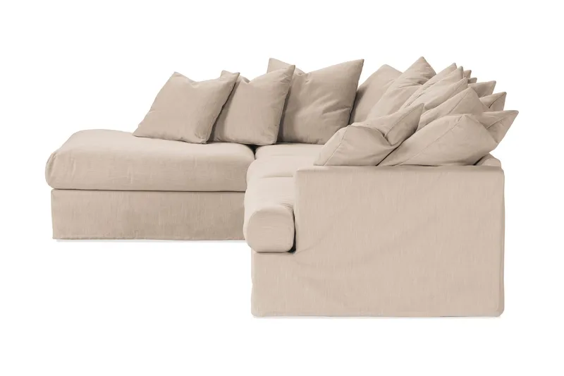 Menard 4-sits Vänstervänd L-formad Djup Schäslongsoffa i Tyg - Beige - Möbler - Soffa - Divansoffor & schäslongsoffa