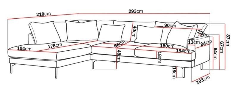 Menard 4-sits Vänstervänd L-formad Djup Schäslongsoffa i Tyg - Brun - Möbler - Soffa - Divansoffor & schäslongsoffa