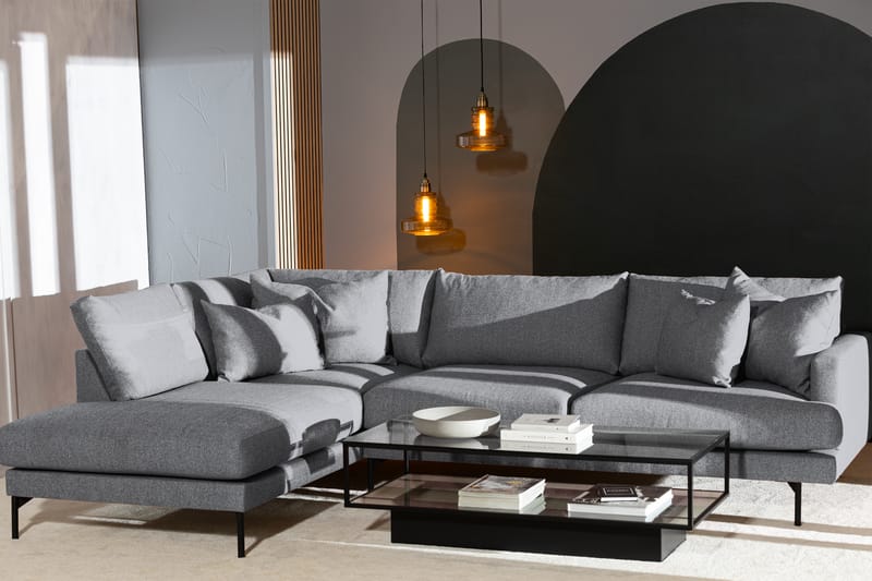 Menard 4-sits Vänstervänd L-formad Djup Schäslongsoffa i Tyg - Grå - Möbler - Soffa - Divansoffor & schäslongsoffa