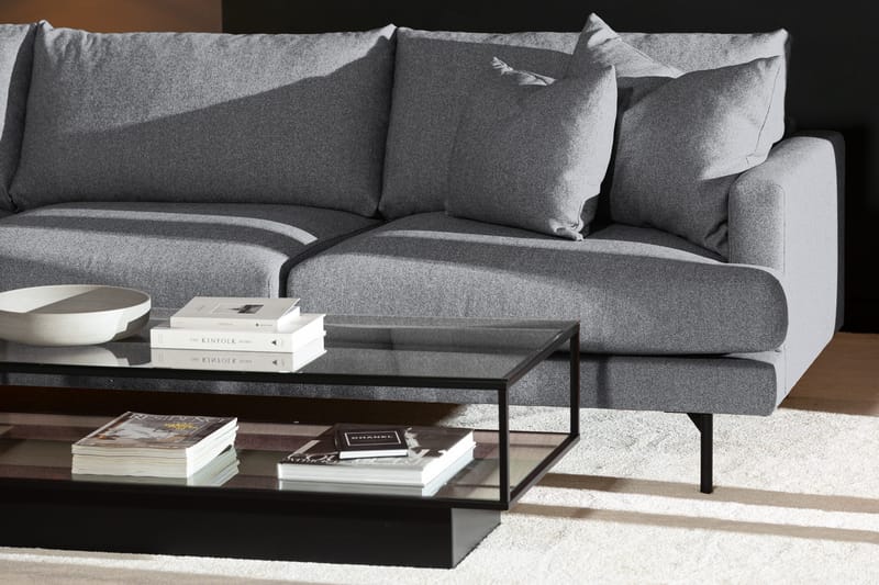 Menard 4-sits Vänstervänd L-formad Djup Schäslongsoffa i Tyg - Grå - Möbler - Soffa - Divansoffor & schäslongsoffa