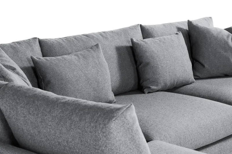 Menard 4-sits Vänstervänd L-formad Djup Schäslongsoffa i Tyg - Grå - Möbler - Soffa - Divansoffor & schäslongsoffa