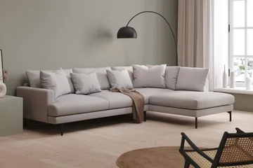 Menard 4-sits Vänstervänd L-formad Djup Schäslongsoffa i Tyg - Ljusgrå - Möbler - Soffa - Divansoffor & schäslongsoffa