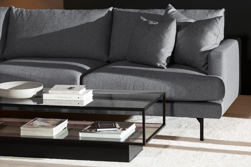 Menard 4-sits Vänstervänd L-formad Djup Schäslongsoffa i Tyg - Mörkgrå - Möbler - Soffa - Divansoffor & schäslongsoffa