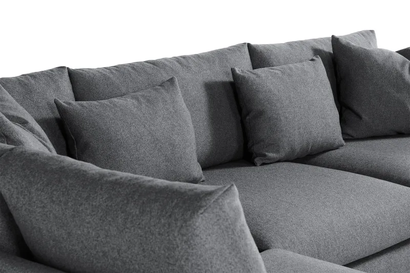 Menard 4-sits Vänstervänd L-formad Djup Schäslongsoffa i Tyg - Mörkgrå - Möbler - Soffa - Divansoffor & schäslongsoffa