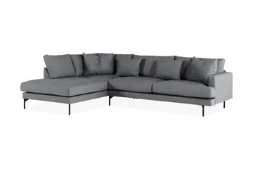 Menard 4-sits Vänstervänd L-formad Djup Schäslongsoffa i Tyg - Mörkgrå - Möbler - Soffa - Divansoffor & schäslongsoffa