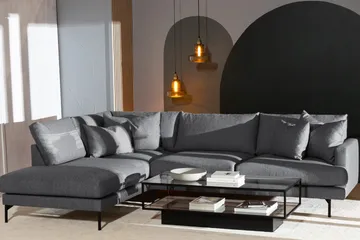 Menard 4-sits Vänstervänd L-formad Djup Schäslongsoffa i Tyg - M örkgrå - Möbler - Soffa - Divansoffor & schäslongsoffa