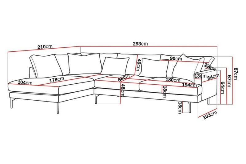 Menard 4-sits Vänstervänd L-formad Schäslongsoffa i Manchester - Beige - Möbler - Soffa - Divansoffor & schäslongsoffa
