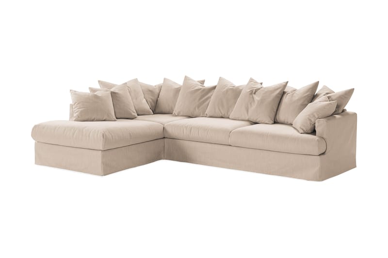 Menard 4-sits Vänstervänd L-formad Schäslongsoffa i Tyg - Beige - Möbler - Soffa - Divansoffor & schäslongsoffa