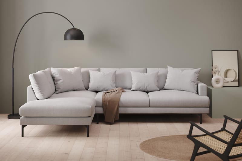 Menard 4-sits Vänstervänd L-formad Schäslongsoffa i Tyg - Ljusgrå - Möbler - Soffa - Divansoffor & schäslongsoffa