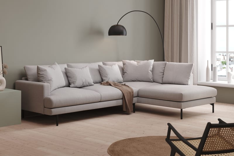 Menard 4-sits Vänstervänd L-formad Schäslongsoffa i Tyg - Ljusgrå - Möbler - Soffa - Divansoffor & schäslongsoffa