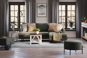Menard Compact 3-sits Högervänd L-formad Divansoffa i Manchester - Mörkgrön - Möbler - Soffa - Divansoffor & schäslongsoffa