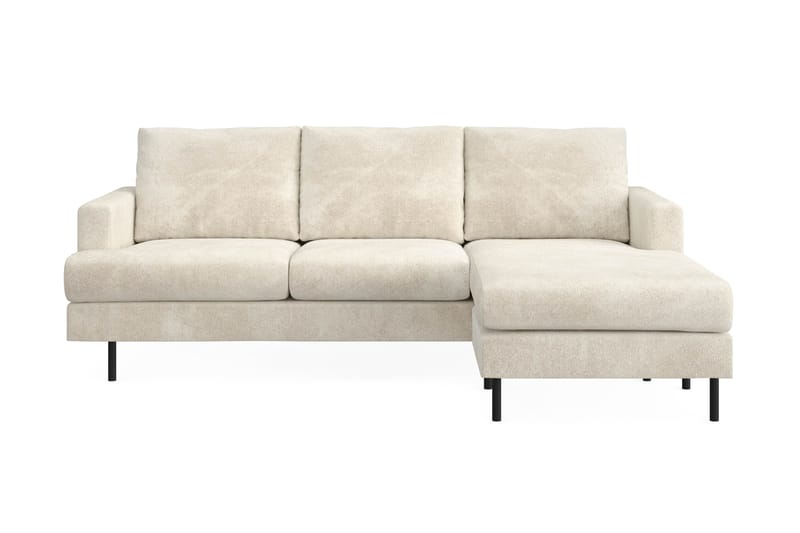 Menard Compact 3-sits Högervänd L-formad Divansoffa i Sammet - Krämvit - Möbler - Soffa - Divansoffor & schäslongsoffa
