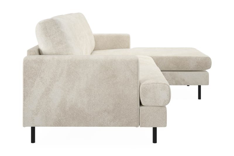Menard Compact 3-sits Högervänd L-formad Divansoffa i Sammet - Krämvit - Möbler - Soffa - Divansoffor & schäslongsoffa