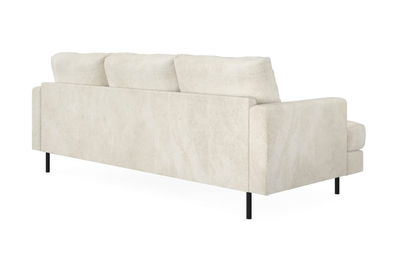 Menard Compact 3-sits Högervänd L-formad Divansoffa i Sammet - Krämvit - Möbler - Soffa - Divansoffor & schäslongsoffa