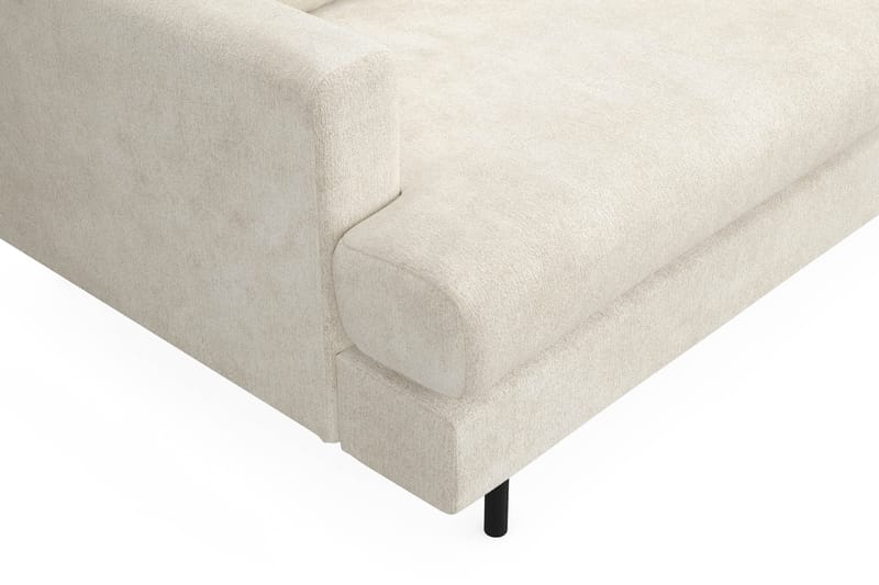 Menard Compact 3-sits Högervänd L-formad Divansoffa i Sammet - Krämvit - Möbler - Soffa - Divansoffor & schäslongsoffa