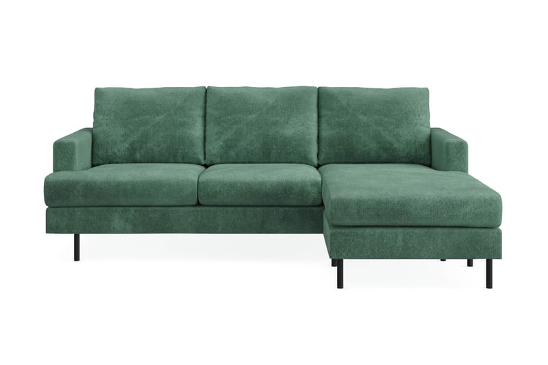 Menard Compact 3-sits Högervänd L-formad Divansoffa i Sammet - Mörkgrön - Möbler - Soffa - Divansoffor & schäslongsoffa