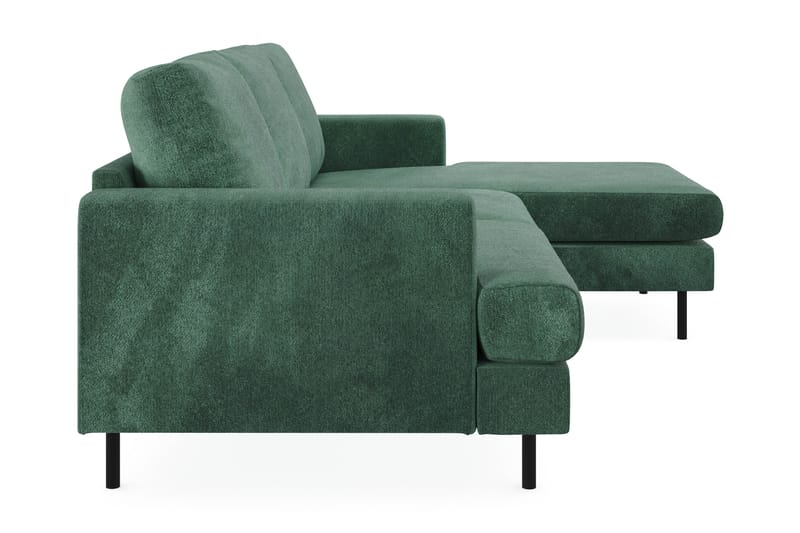 Menard Compact 3-sits Högervänd L-formad Divansoffa i Sammet - Mörkgrön - Möbler - Soffa - Divansoffor & schäslongsoffa