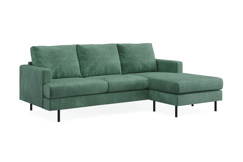 Menard Compact 3-sits Högervänd L-formad Divansoffa i Sammet - Mörkgrön - Möbler - Soffa - Divansoffor & schäslongsoffa