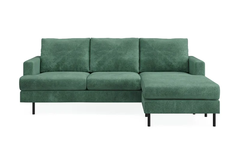 Menard Compact 3-sits Högervänd L-formad Divansoffa i Sammet - Mörkgrön - Möbler - Soffa - Divansoffor & schäslongsoffa