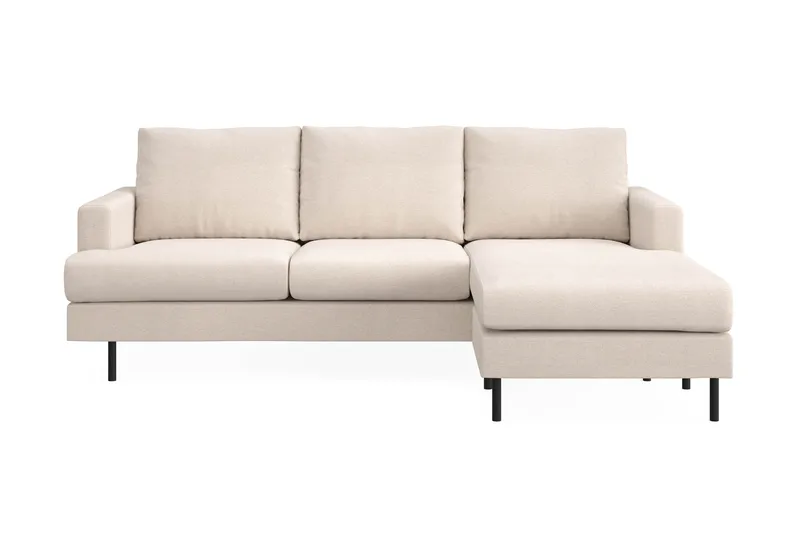 Menard Compact 3-sits Högervänd L-formad Divansoffa i Tyg - Beige - Möbler - Soffa - Divansoffor & schäslongsoffa