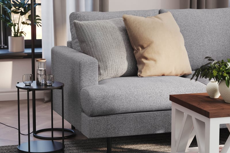 Menard Compact 3-sits Högervänd L-formad Divansoffa i Tyg - Grå - Möbler - Soffa - Divansoffor & schäslongsoffa
