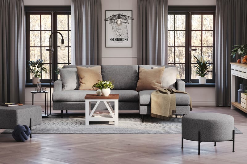 Menard Compact 3-sits Högervänd L-formad Divansoffa i Tyg - Mörkgrå - Möbler - Soffa - Divansoffor & schäslongsoffa