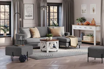 Menard Compact 3-sits Högervänd L-formad Divansoffa i Tyg - Mörkgrå - Möbler - Soffa - Divansoffor & schäslongsoffa