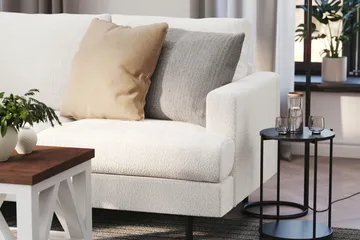 Menard Compact 3-sits Vänstervänd L-formad Divansoffa i Bouclé - Vit - Möbler - Soffa - Divansoffor & schäslongsoffa