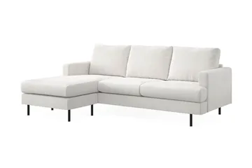 Menard Compact 3-sits Vänstervänd L-formad Divansoffa i Bouclé - Vit - Möbler - Soffa - Divansoffor & schäslongsoffa