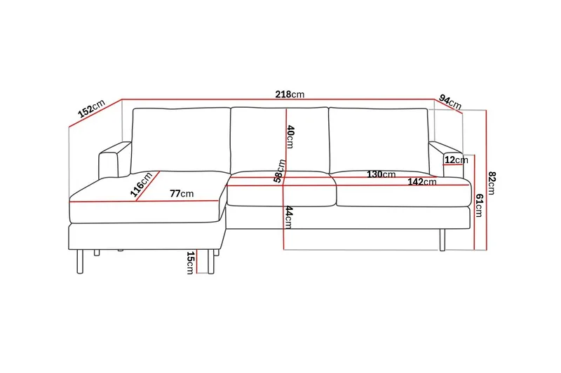 Menard Compact 3-sits Vänstervänd L-formad Divansoffa i Manchester - Beige - Möbler - Soffa - Divansoffor & schäslongsoffa