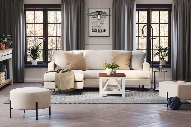 Menard Compact 3-sits Vänstervänd L-formad Divansoffa i Manchester - Beige - Möbler - Soffa - Divansoffor & schäslongsoffa