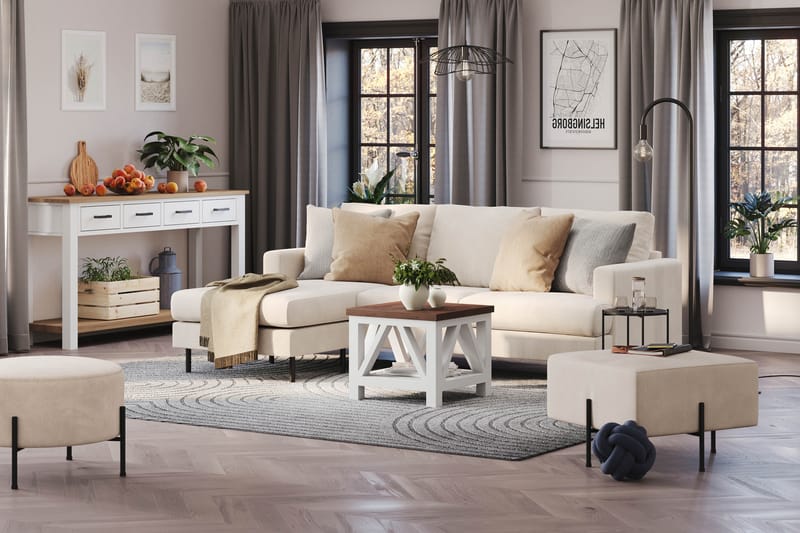 Menard Compact 3-sits Vänstervänd L-formad Divansoffa i Manchester - Beige - Möbler - Soffa - Divansoffor & schäslongsoffa