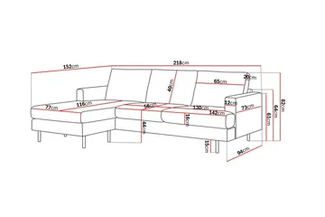 Menard Compact 3-sits Vänstervänd L-formad Divansoffa i Manchester - Grå - Möbler - Soffa - Divansoffor & schäslongsoffa