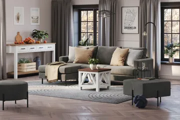 Menard Compact 3-sits Vänstervänd L-formad Divansoffa i Manchester - Grå - Möbler - Soffa - Divansoffor & schäslongsoffa