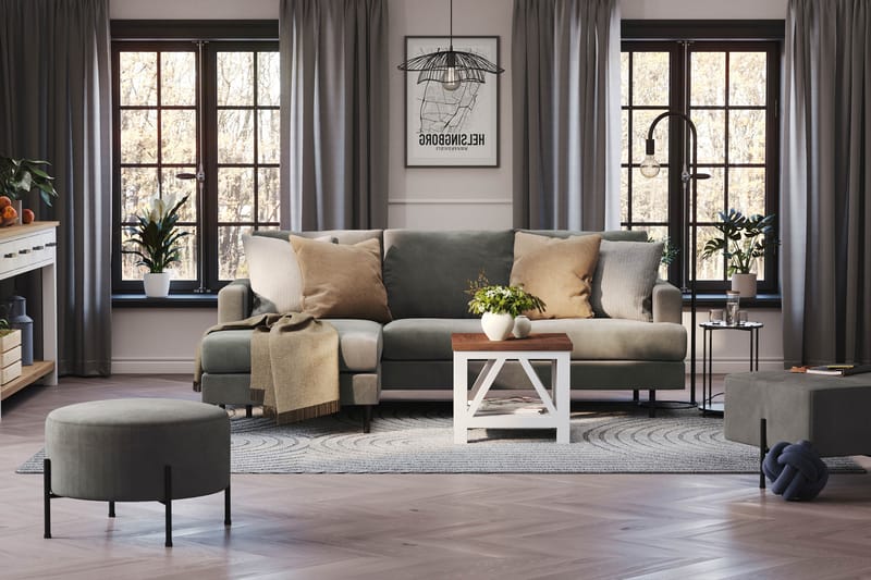 Menard Compact 3-sits Vänstervänd L-formad Divansoffa i Manchester - Grå - Möbler - Soffa - Divansoffor & schäslongsoffa