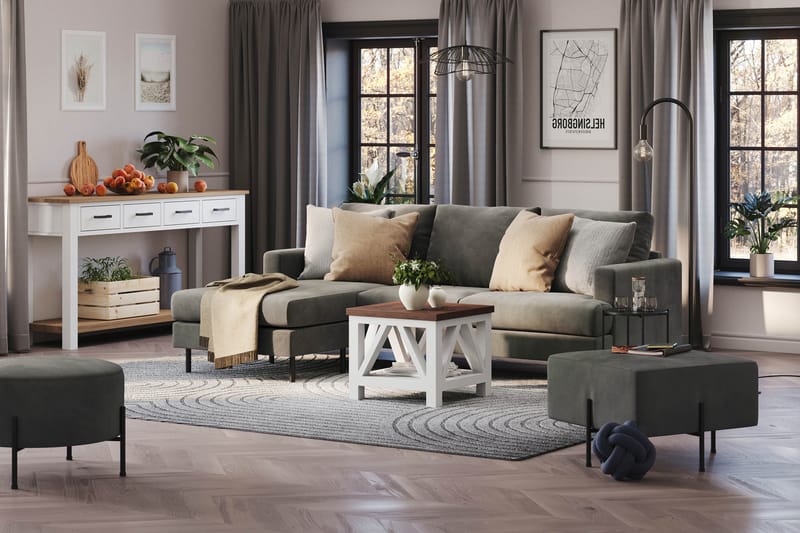 Menard Compact 3-sits Vänstervänd L-formad Divansoffa i Manchester - Grå - Möbler - Soffa - Divansoffor & schäslongsoffa