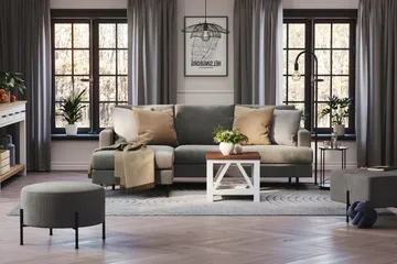 Menard Compact 3-sits Vänstervänd L-formad Divansoffa i Manchester - Grå - Möbler - Soffa - Divansoffor & schäslongsoffa