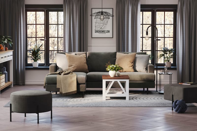 Menard Compact 3-sits Vänstervänd L-formad Divansoffa i Manchester - Mörkgrå - Möbler - Soffa - Divansoffor & schäslongsoffa