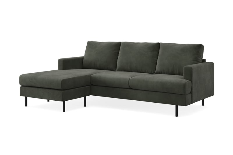 Menard Compact 3-sits Vänstervänd L-formad Divansoffa i Manchester - Mörkgrön - Möbler - Soffa - Divansoffor & schäslongsoffa