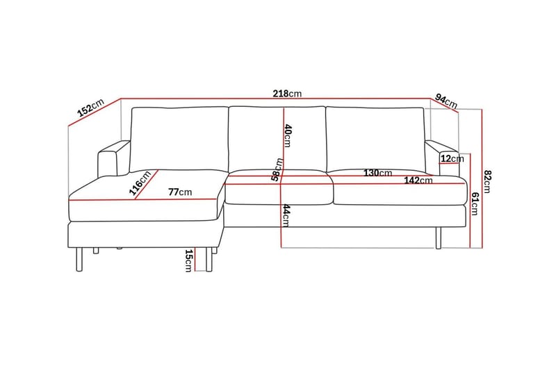 Menard Compact 3-sits Vänstervänd L-formad Divansoffa i Manchester - Mörkgrön - Möbler - Soffa - Divansoffor & schäslongsoffa