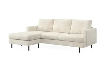 Menard Compact 3-sits Vänstervänd L-formad Divansoffa i Sammet - Krämvit - Möbler - Soffa - Divansoffor & schäslongsoffa