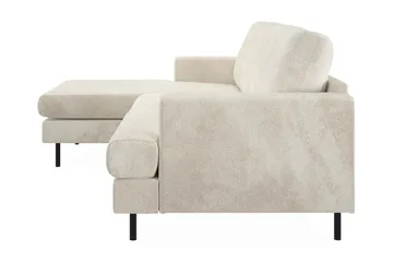 Menard Compact 3-sits Vänstervänd L-formad Divansoffa i Sammet - Krämvit - Möbler - Soffa - Divansoffor & schäslongsoffa