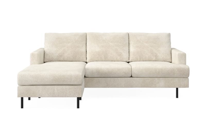 Menard Compact 3-sits Vänstervänd L-formad Divansoffa i Sammet - Krämvit - Möbler - Soffa - Divansoffor & schäslongsoffa