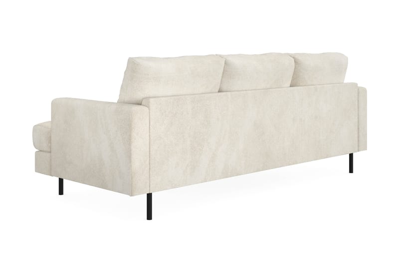 Menard Compact 3-sits Vänstervänd L-formad Divansoffa i Sammet - Krämvit - Möbler - Soffa - Divansoffor & schäslongsoffa