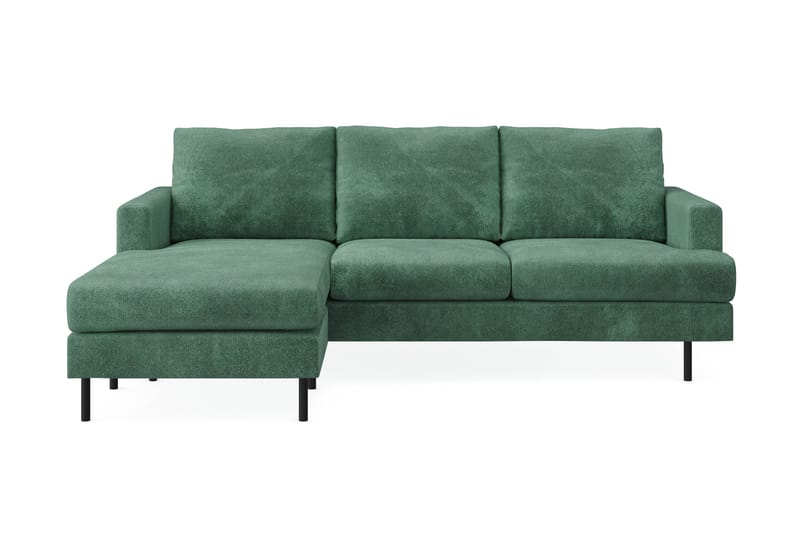 Menard Compact 3-sits Vänstervänd L-formad Divansoffa i Sammet - Mörkgrön - Möbler - Soffa - Divansoffor & schäslongsoffa