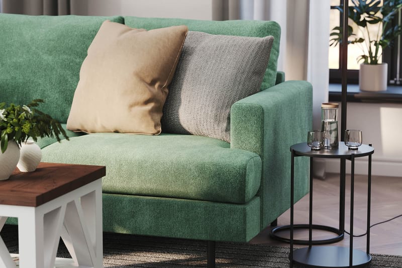 Menard Compact 3-sits Vänstervänd L-formad Divansoffa i Sammet - Mörkgrön - Möbler - Soffa - Divansoffor & schäslongsoffa
