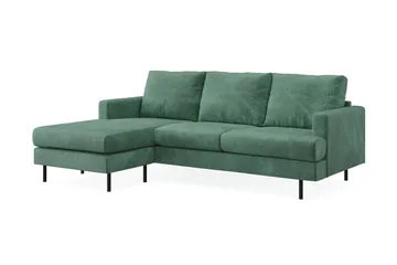 Menard Compact 3-sits Vänstervänd L-formad Divansoffa i Sammet - Mörkgrön - Möbler - Soffa - Divansoffor & schäslongsoffa